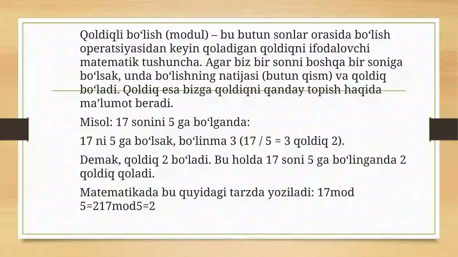 Qoidali bo`lish. Ko`phadlarni EKUBi. Keltirilmas ko`phadlar. 3