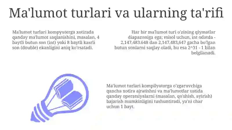 Ma'lumot turlari va o'zgaruvchilar 3
