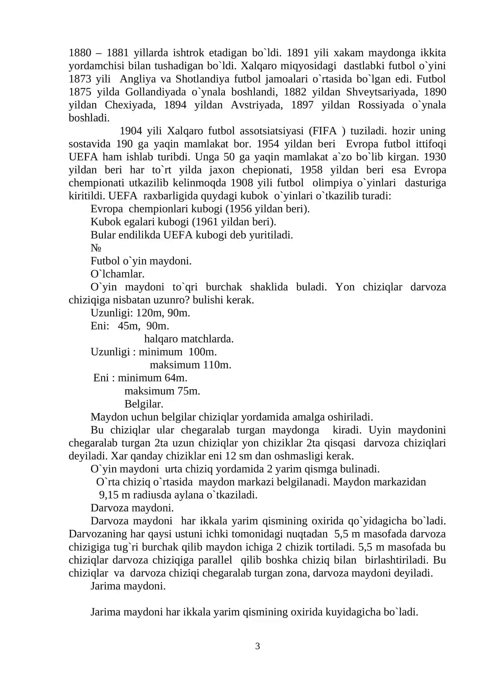 FUTBOL O`YININI PAYDO BO`LISHI VA QOIDALARI 3