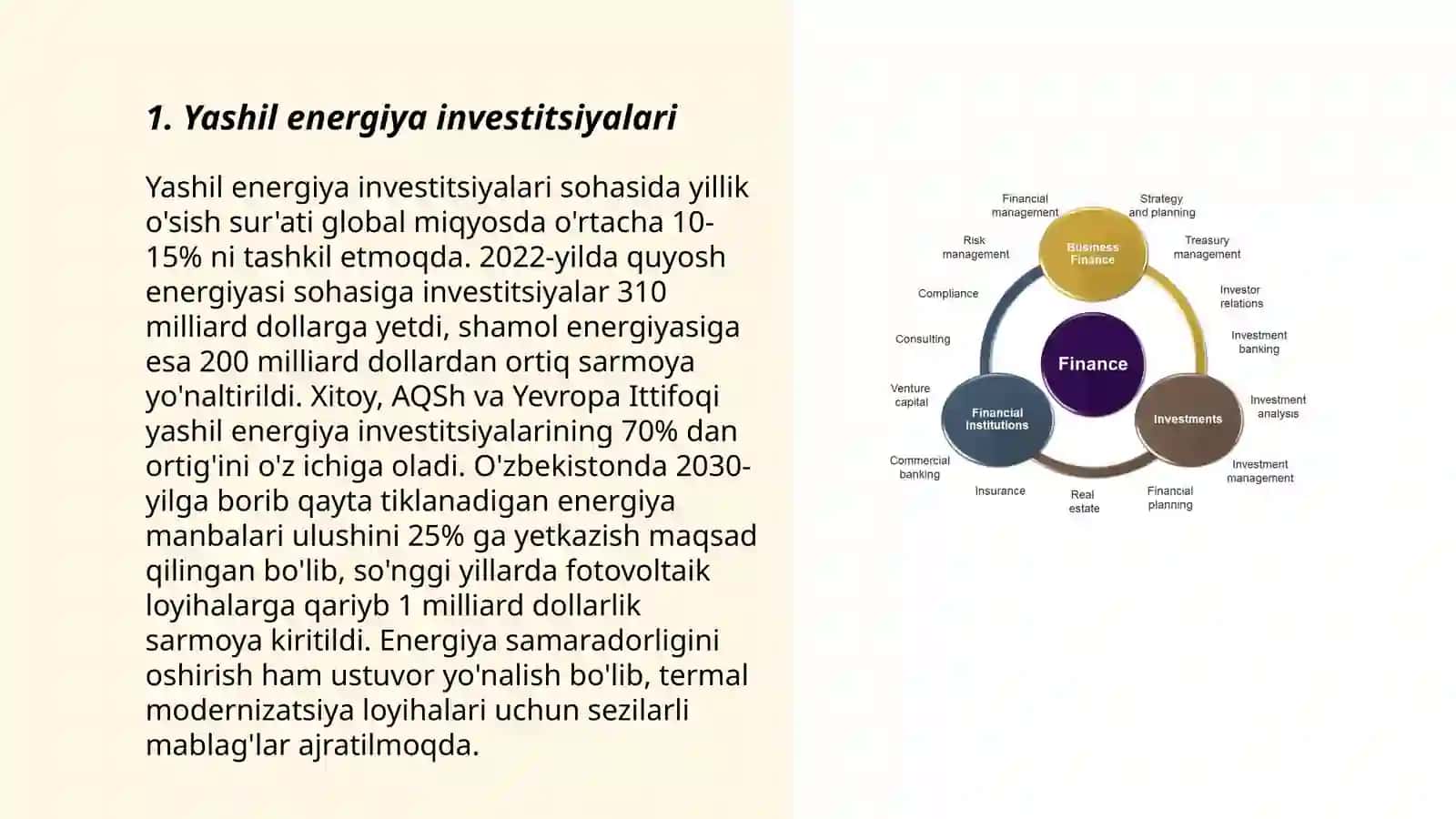 Yashil investitsiyalar va moliyalar 3