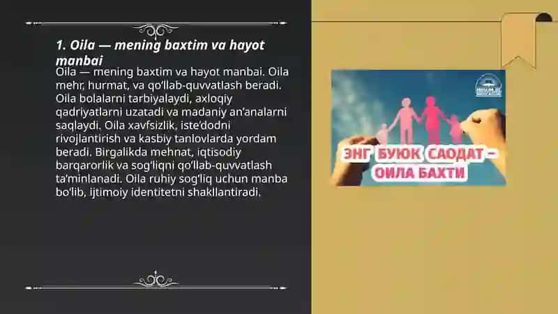 Oila — mening baxtim va hayot manbai 3