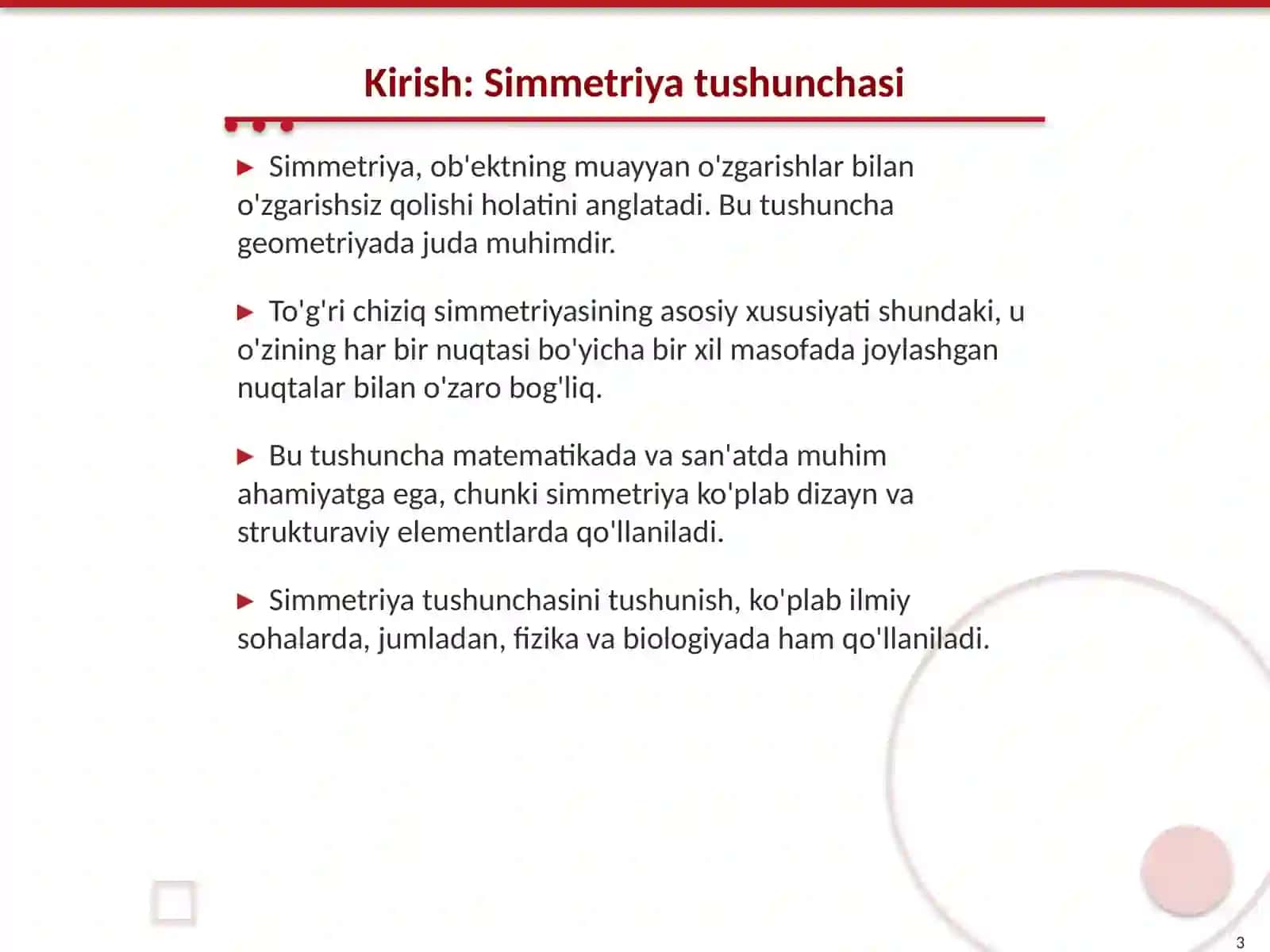 To'g'ri chiziqqa nisbatan  simmetriya 3