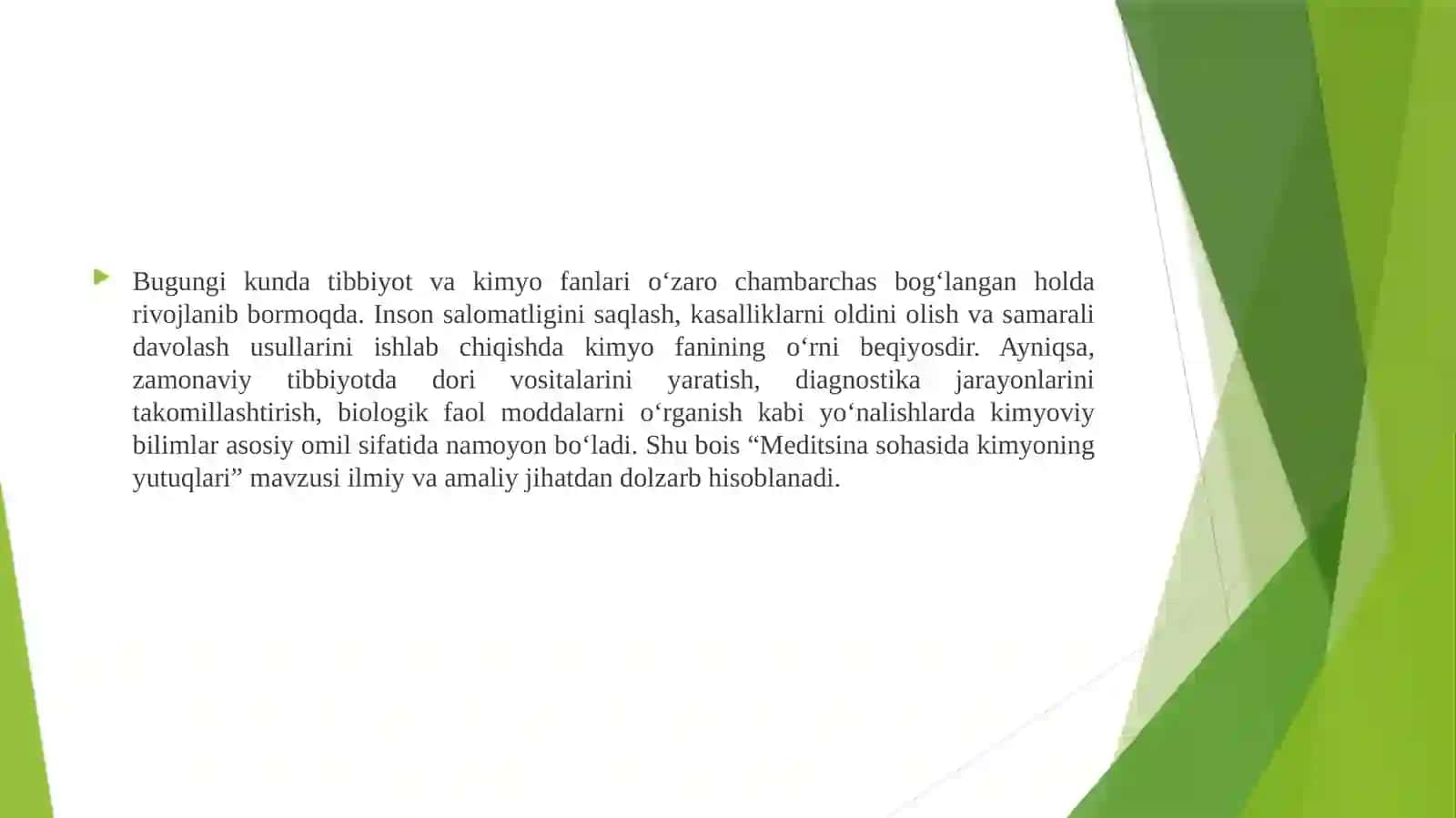 Meditsina sohasida kimyoning yutuqlari 3