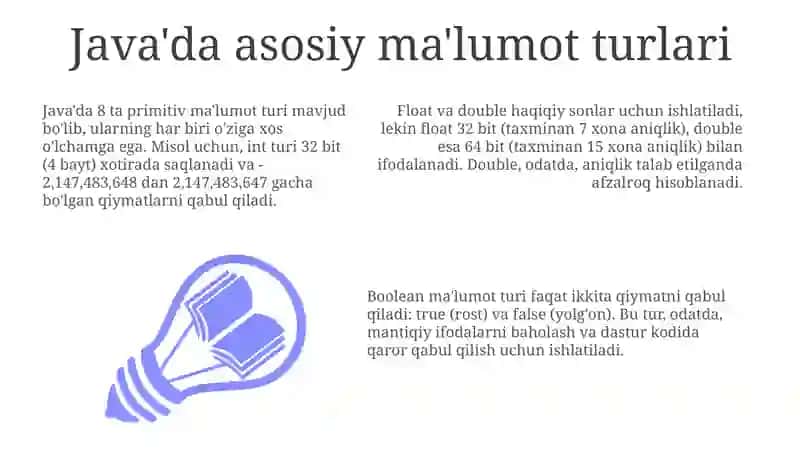 Java'da asosiy ma'lumot turlari 3