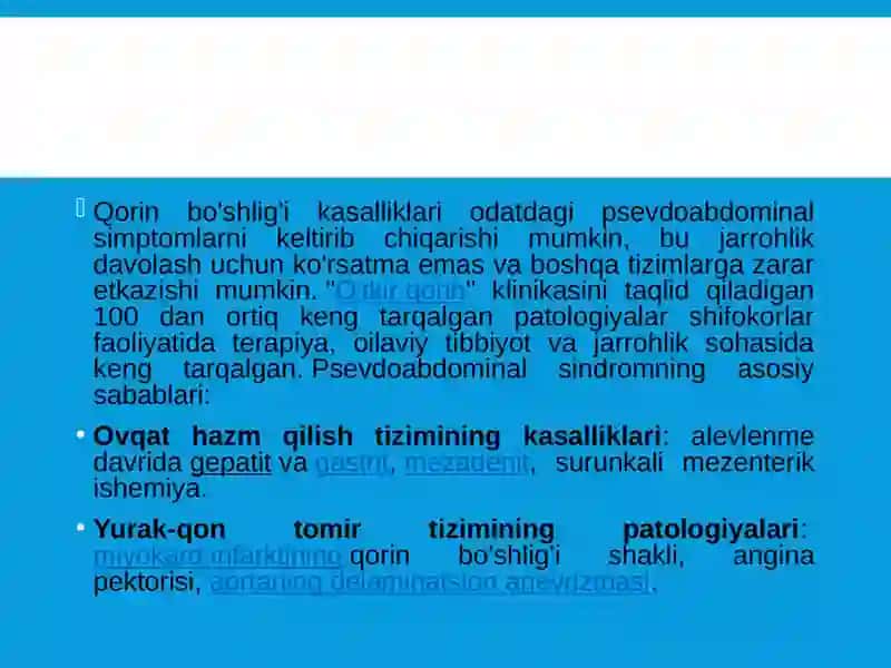 O’tkir qorinni simulyatsiya qiladigan kasalliklar 3