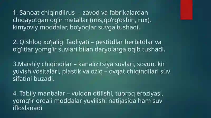 Ifloslangan suvni tozalash 3