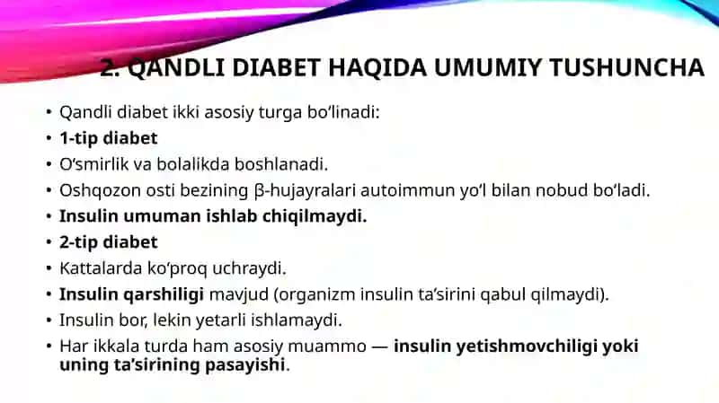 qandli diabetda oqsil uglevod yogʻ almashinuvining buzilishi 3