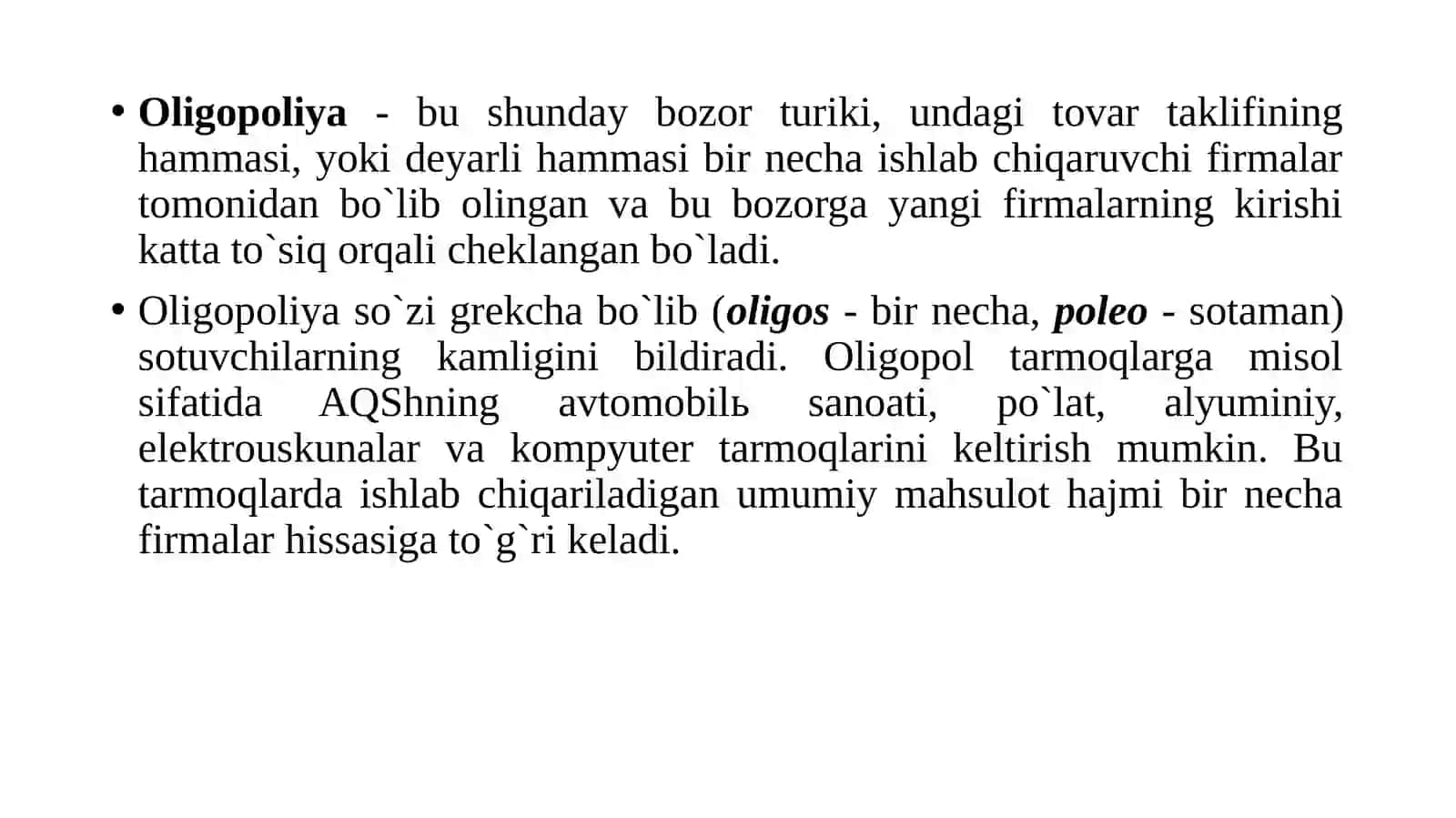OLIGOPOLIYA VA RAQOBATLASHGAN MONOPOLIYA 3