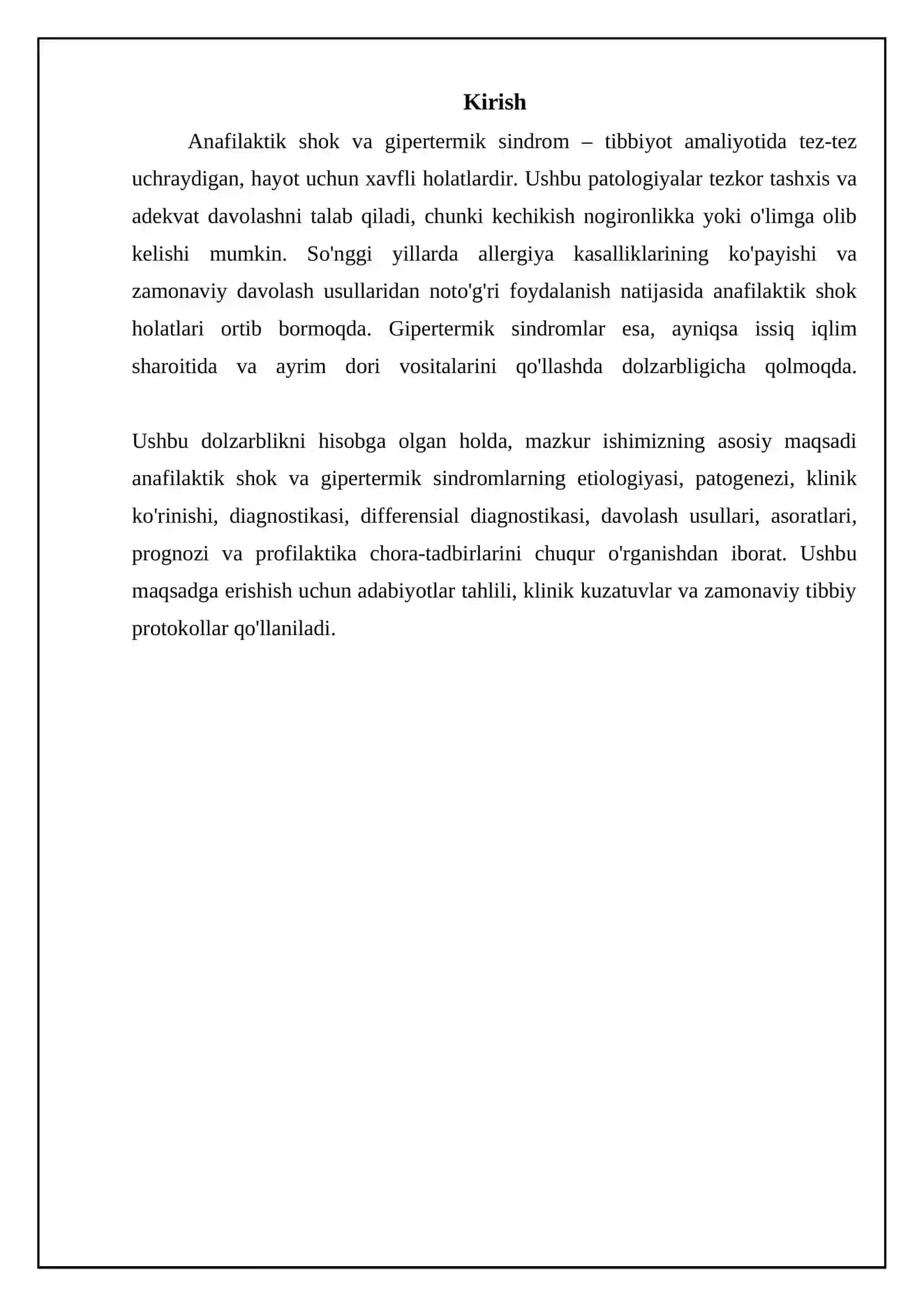 Anafilaktik shok. Gipertermik sindrom 3