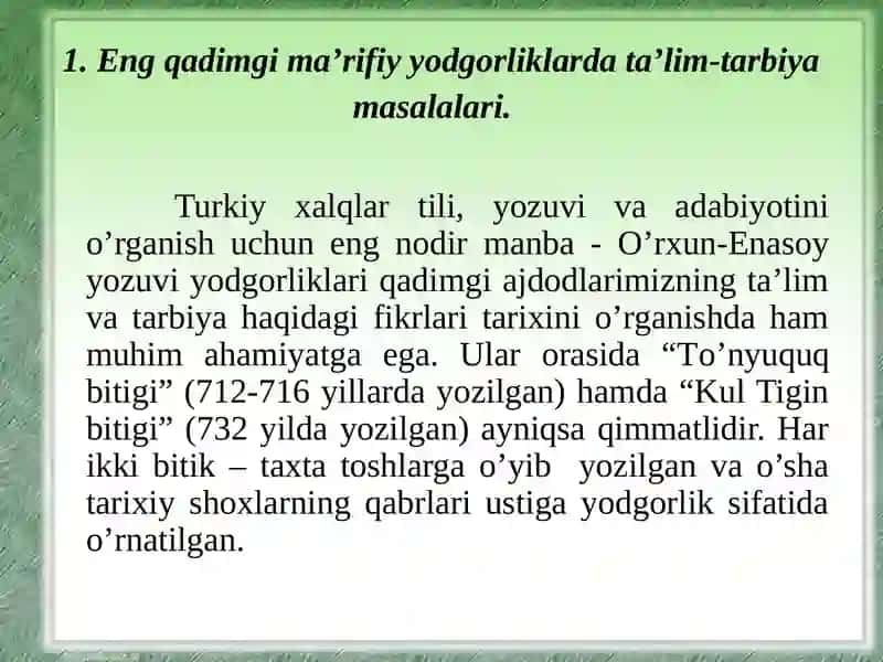 Eng qadimgi ma’rifiy yodgorliklarda ta’lim-tarbiya masalalari 3