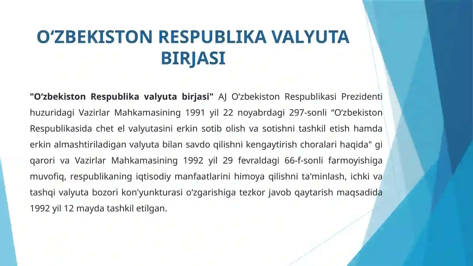 O’zbekiston Respublikasi Valyuta Birjasi 3