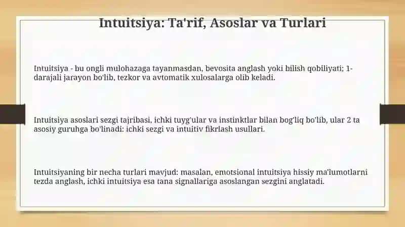 Intuitsiya: Ta'rif, Asoslar va Turlari 3