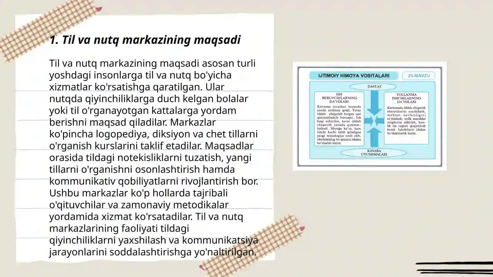 Til va nutq markazi va unda faoliyatlarni tashkil etish 3