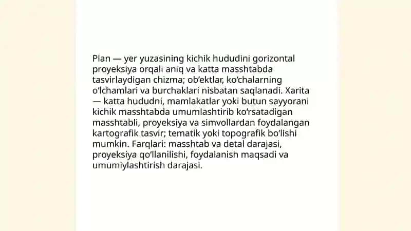 Plan va Xarita bilan ishlash 3