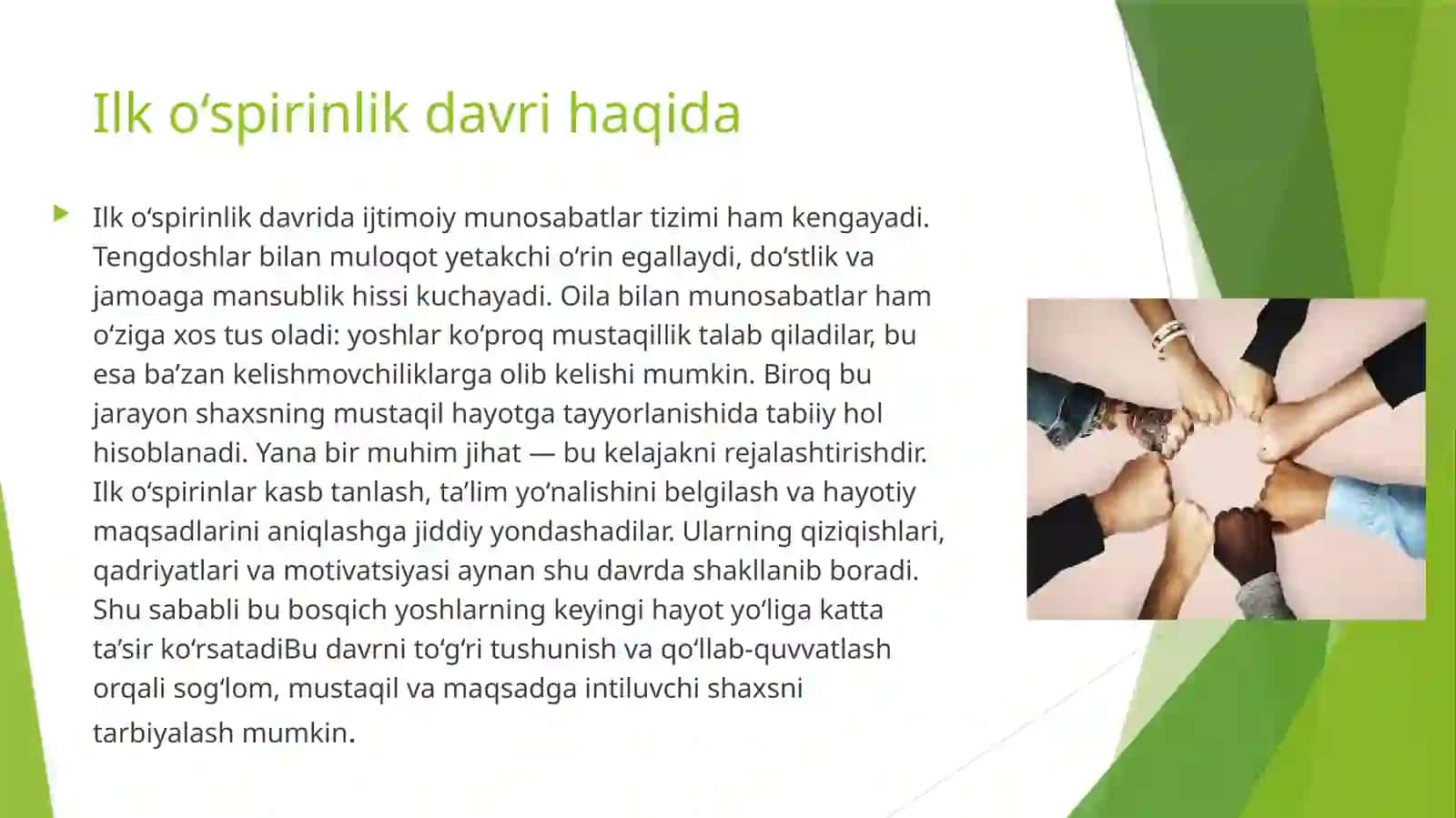 Ilk o'spirinlik davri 3