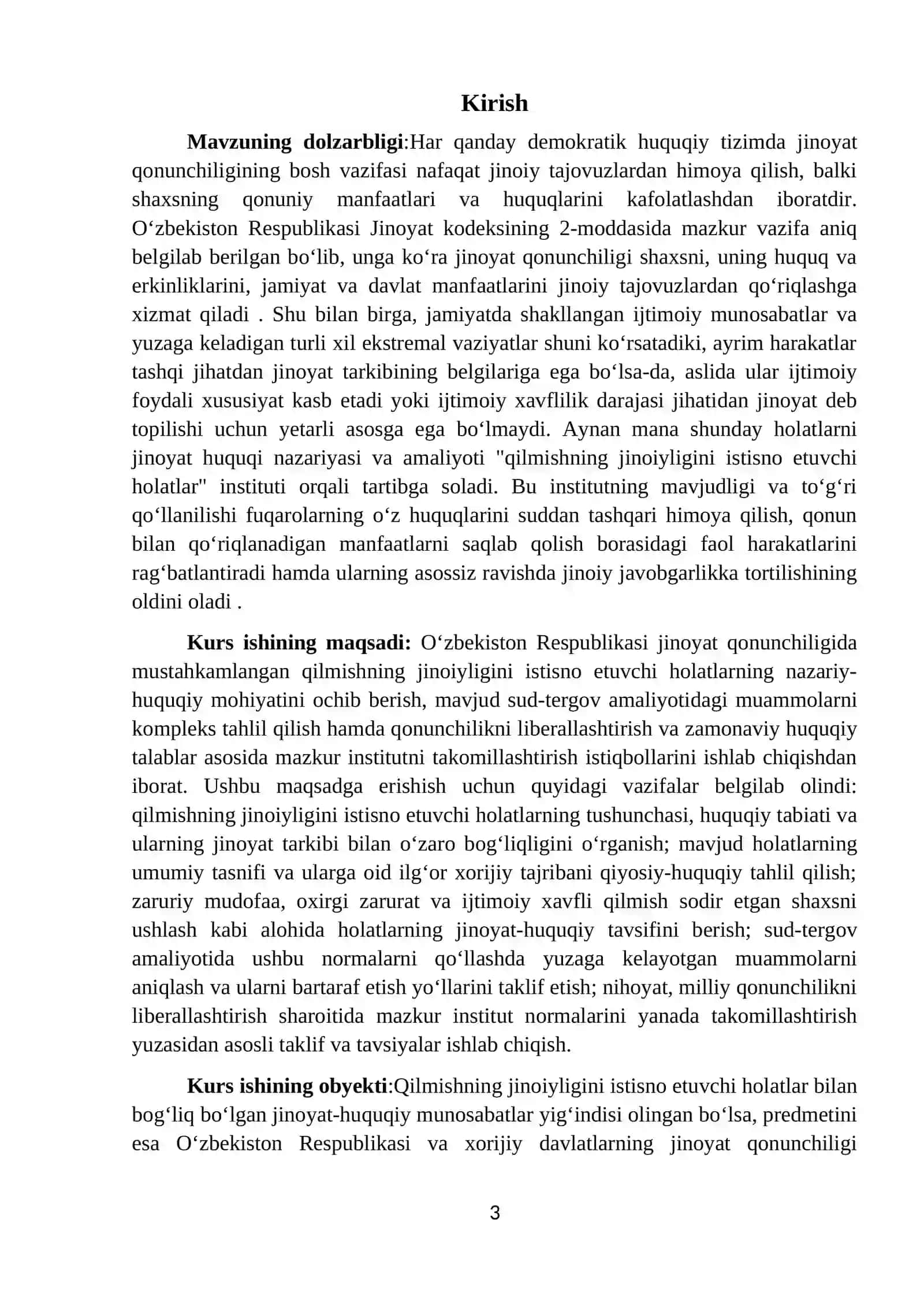 Qilmishning jinoiyligini istisno etuvchi holatlarning nazariy va amaliy jihatlari va takomillashtirish istiqbollari 3