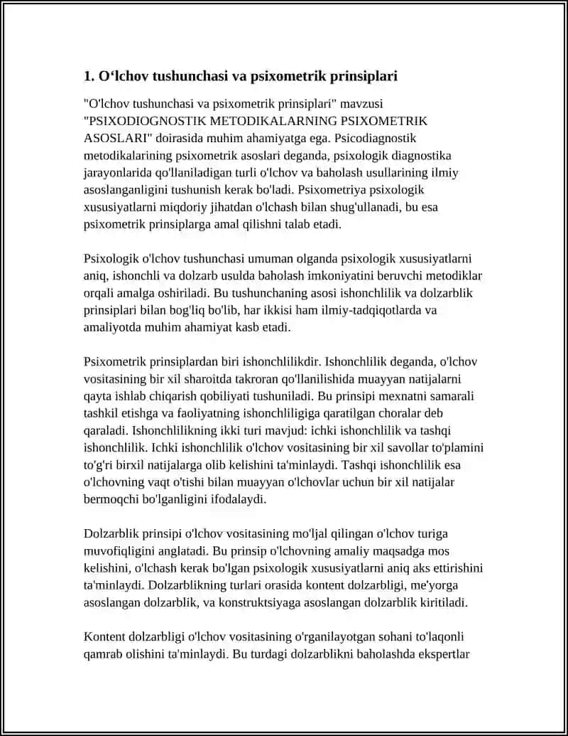 PSIXODIOGNOSTIK METODIKALARNING PSIXOMETRIK ASOSLARI 3