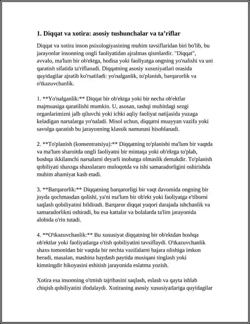 DIQQAT VA XOTIRANING PSIXOLOGIK XUSUSIYATLARI 3