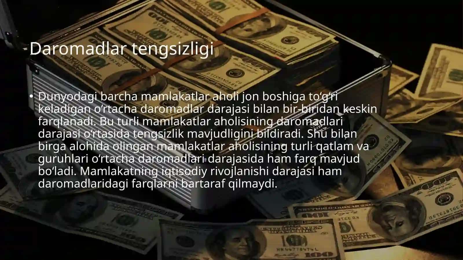 Daromadlar tengsizligi va uning darajasini aniqlash 3