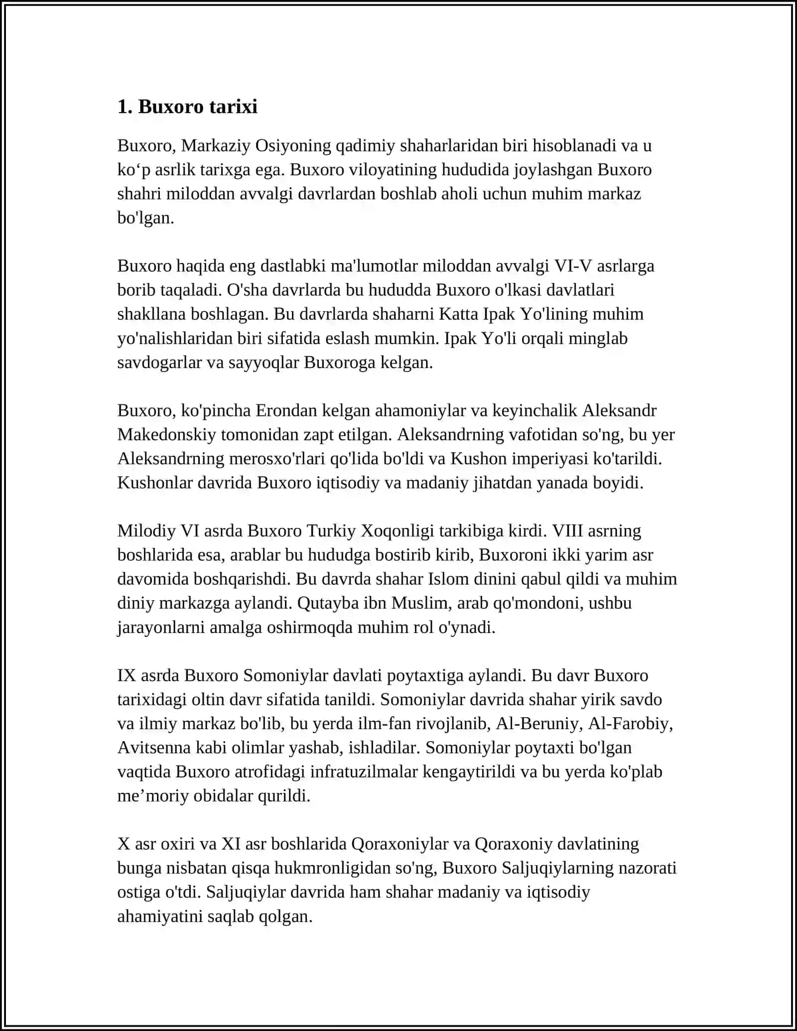 REFERAT Mavzu: BUXORO 3