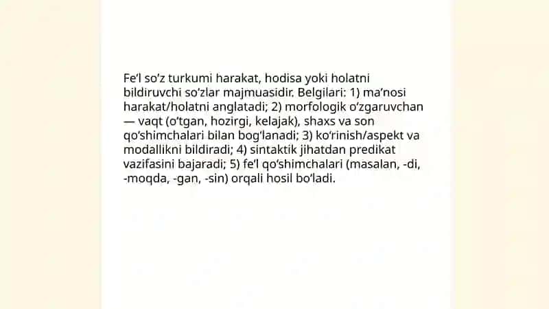 Feʼl soʻz turkumi 3