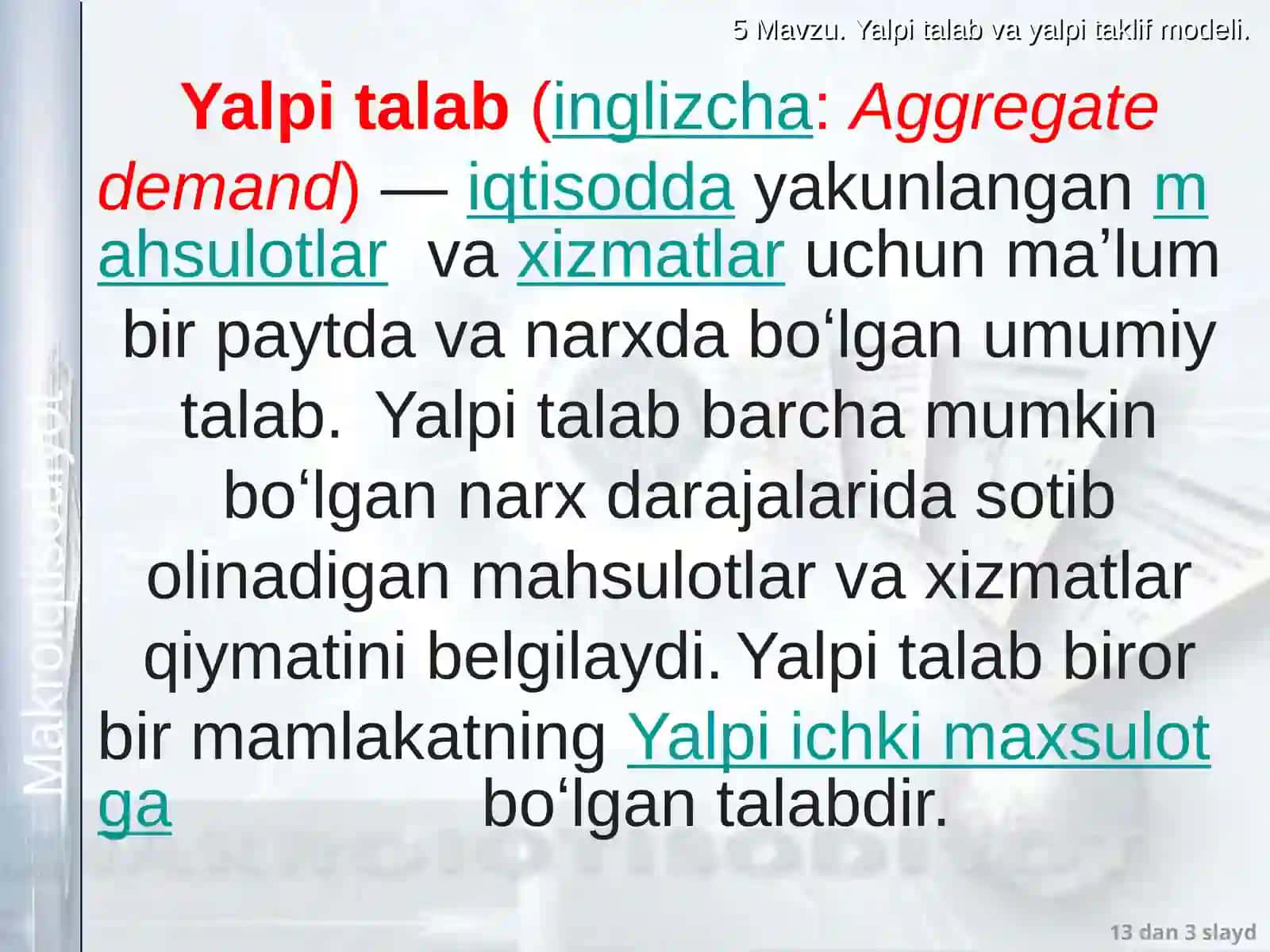 Yalpi talab va yalpi taklif modeli 3