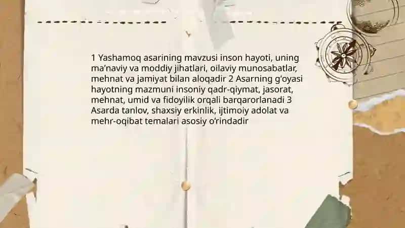 Yashamoq asari tanlandi 3