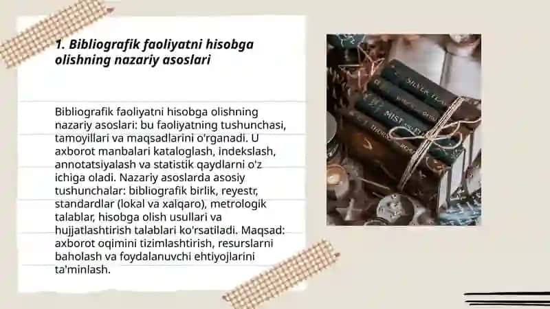 Bibliografik faoliyatni hisobga olish va hisobot 3