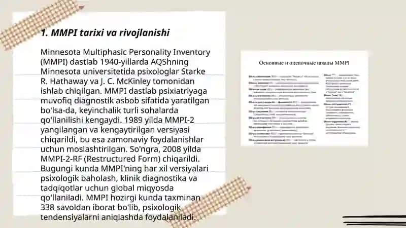 MMPI- (Minnesota Multiphase Personality Inventory) va uning modifikatsiyalari 3