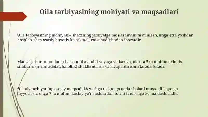 Oila tarbiya asoslari 3