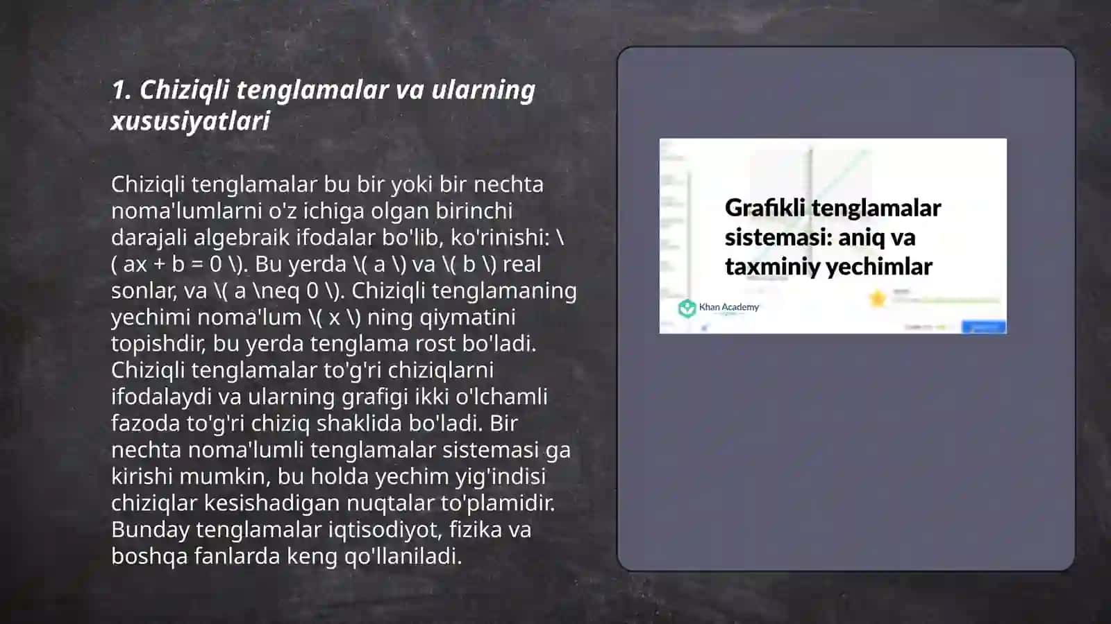 Chiziqli algebraik tenglamalar sistemasi va uning yechimi 3