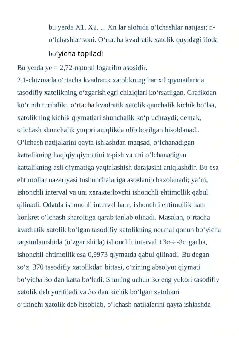 O‘LCHASH NATIJALARINI QAYTA ISHLASH 3
