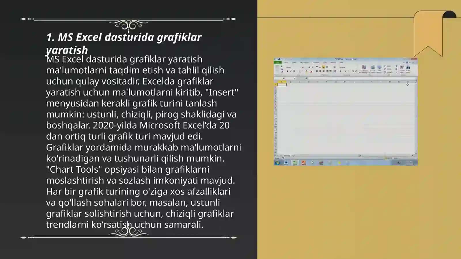 MS Excel dasturida grafik maʼlumotlar bilan ishlash 3