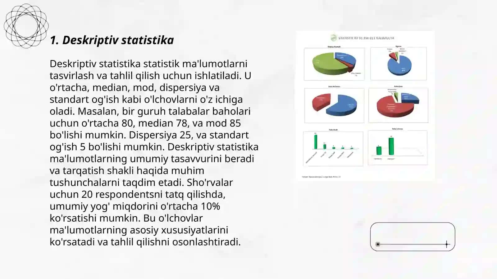 Statistik maʼlumotlar. Statistik maʼlumotlarning turli koʻrinishlari 3