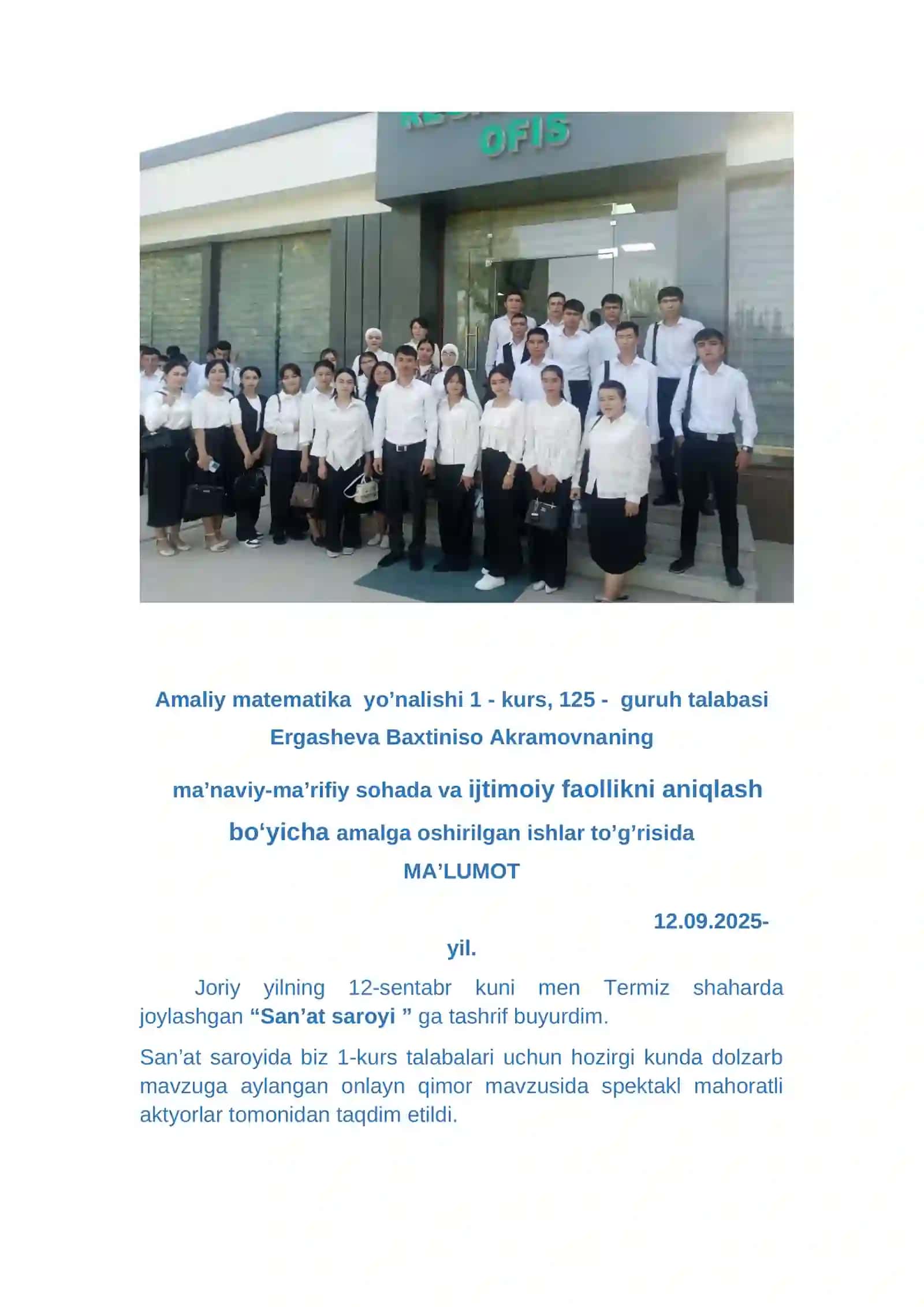 Amaliy matematika yo’nalishi 1 - kurs 3