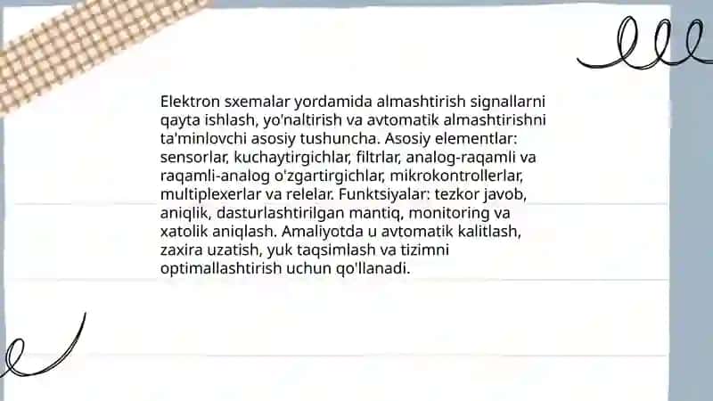 Almashtirishda elektron sxemalarning õrni 3
