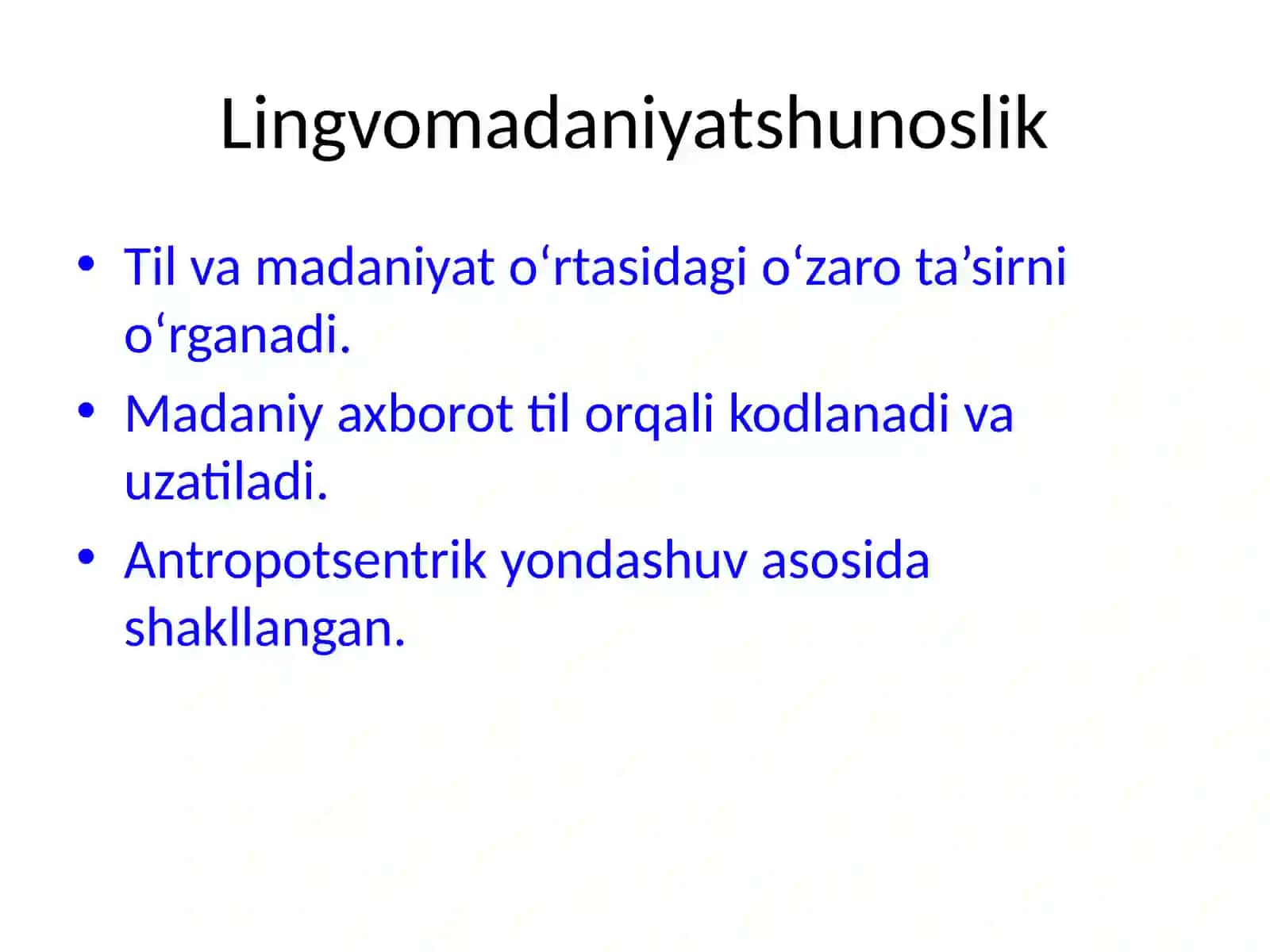 Lingvomadaniyatshunoslik va Etnolingvistika 3