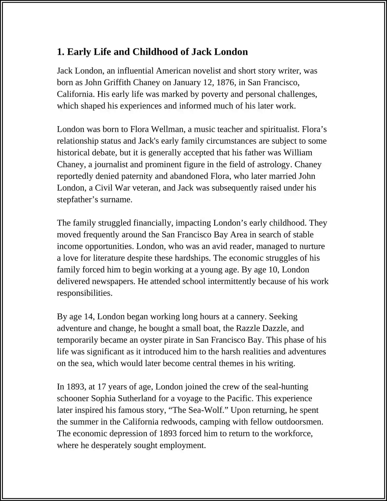 JACK LONDON LIFE AND BOOKS ALSO AT THE END WITH SNOSKA 3