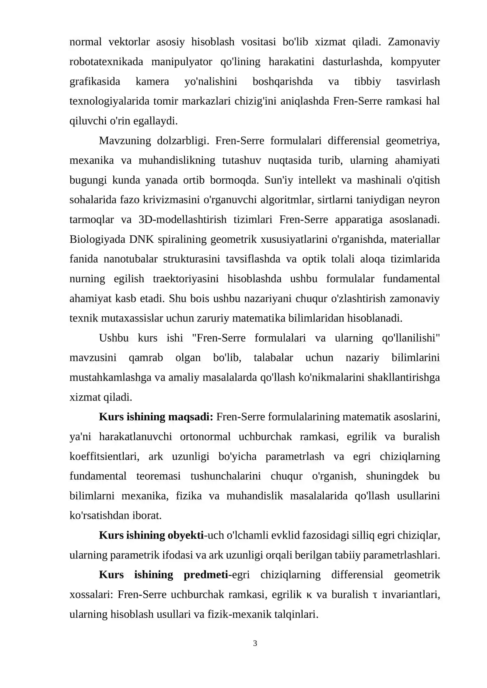 Frent-Serret formulalari va ularning qoʻllanilishi 3