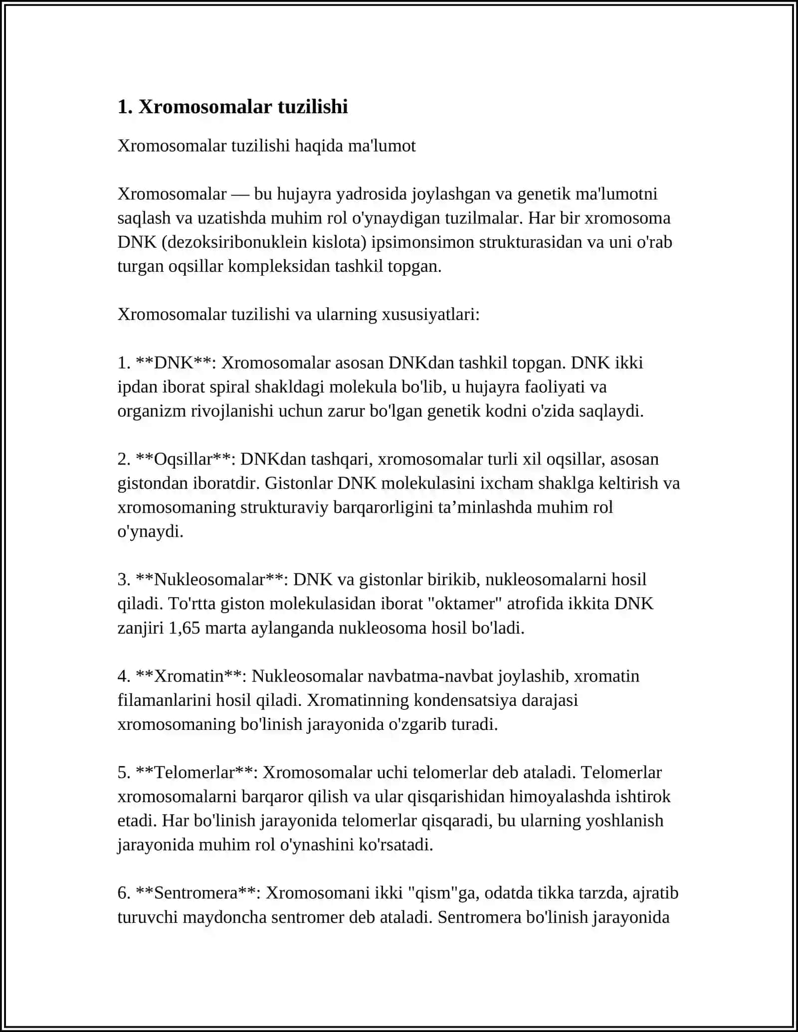 XROMOSOMA. XROMOSOMALARNING MOLEKULYAR TUZILISHI 3
