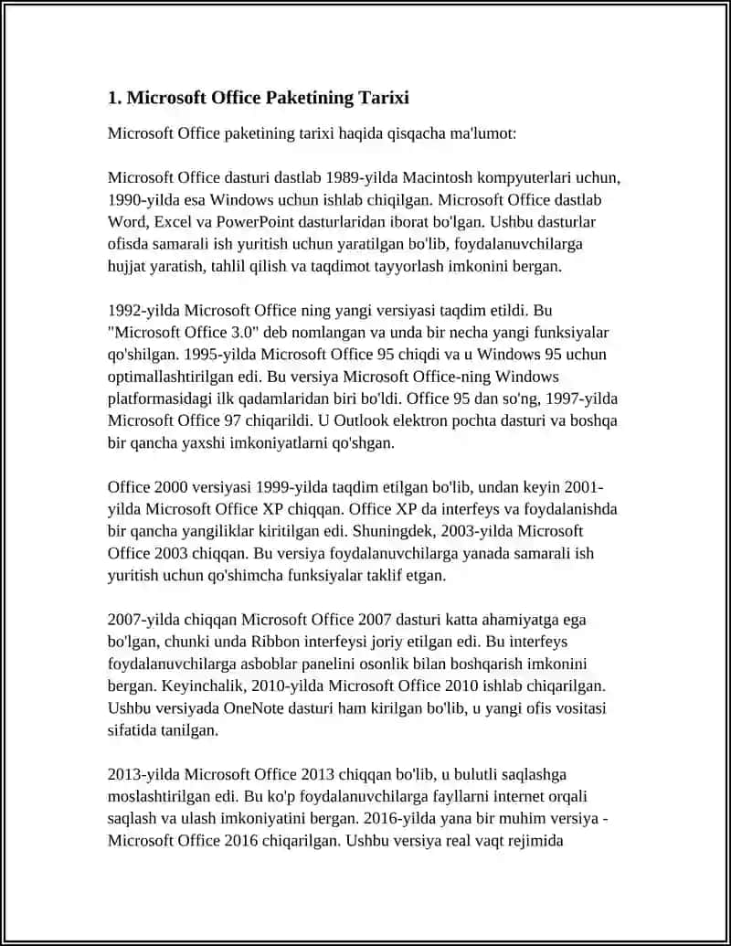 MICROSOFT OFFICE PAKETI HAQIDA MUSTAQIL ISH 3