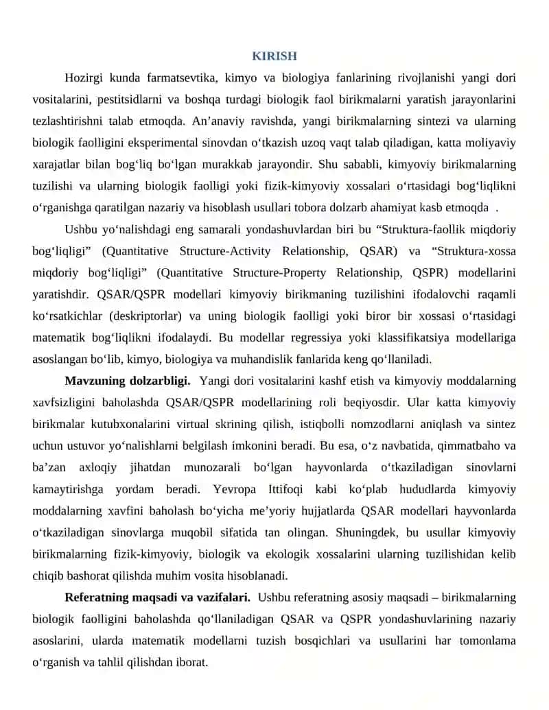 Kimyoda Kompyuter Modellashtirish Fanidan Referati 3