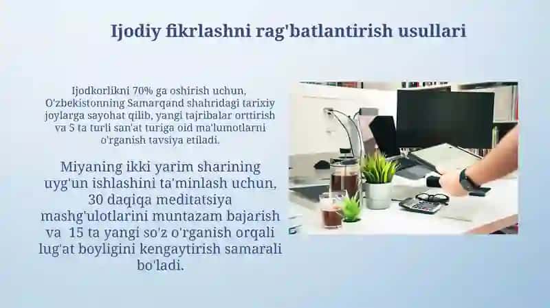 Ijodkorlikning oshirish usullari 3