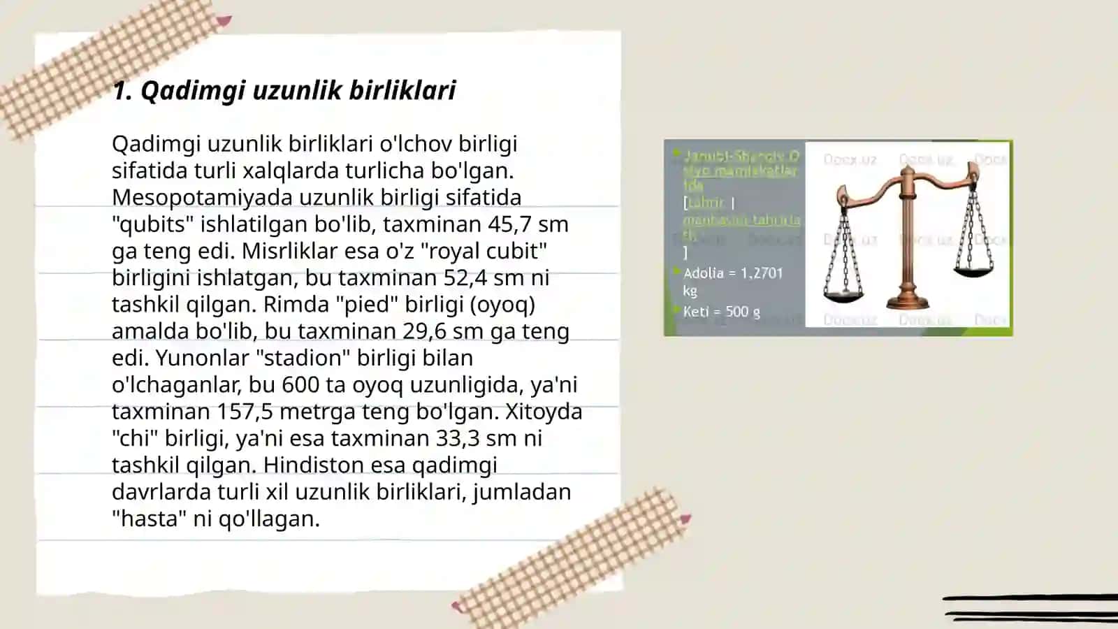 Qadimgi o‘lchov birliklari haqida ma'lumot 3
