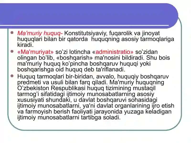 Ma’muriy huquqning manbalar va ularning turlari 3