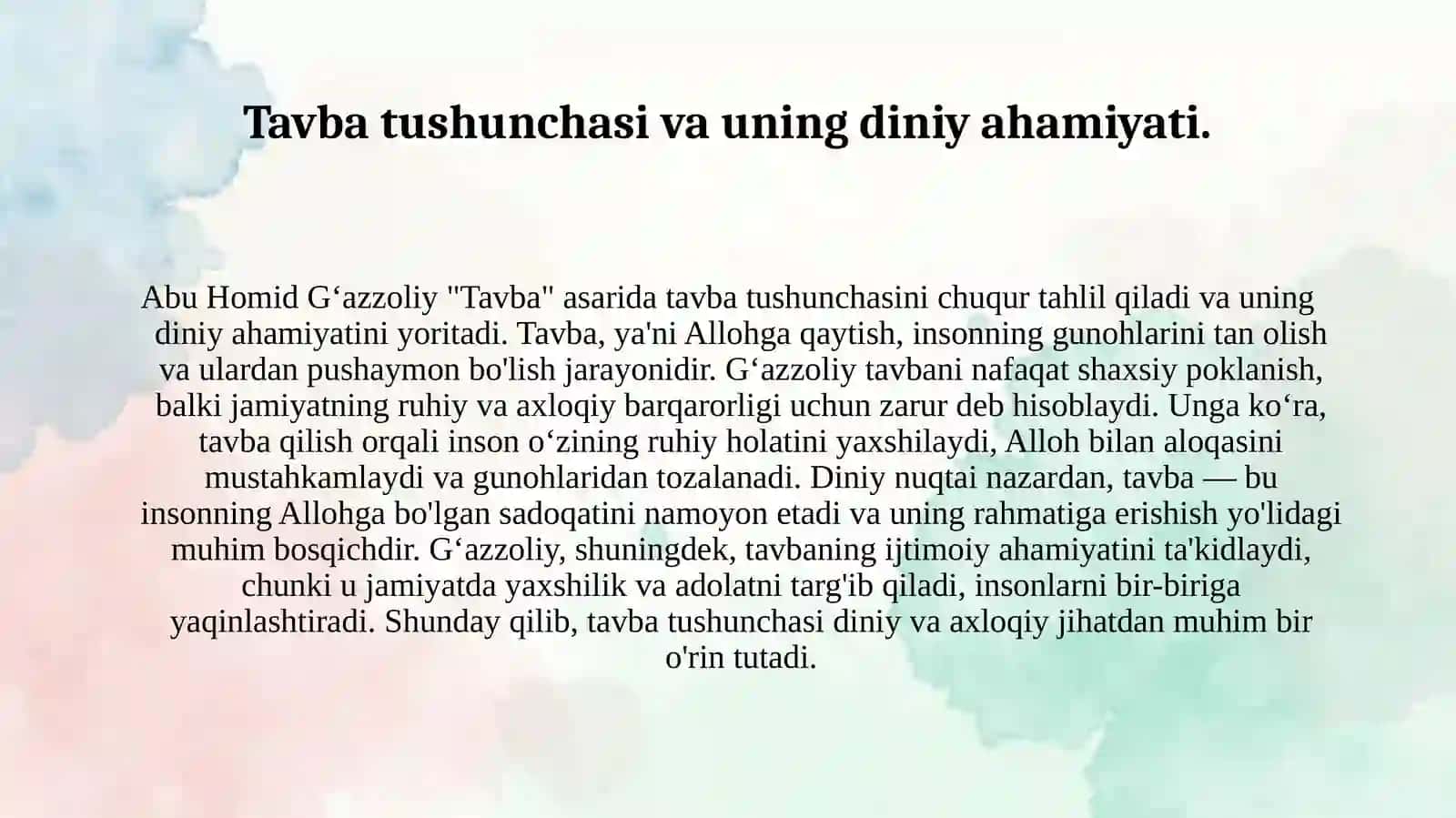ABU HOMID GʻAZZOLIYNING  TAVBA asari 3