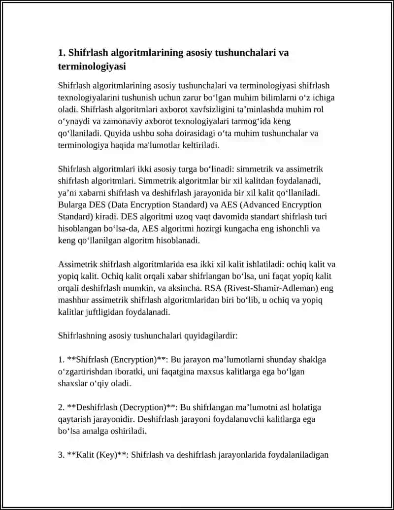 SHIFRLASH ALGORITMLARNI G ASOSLARI 3