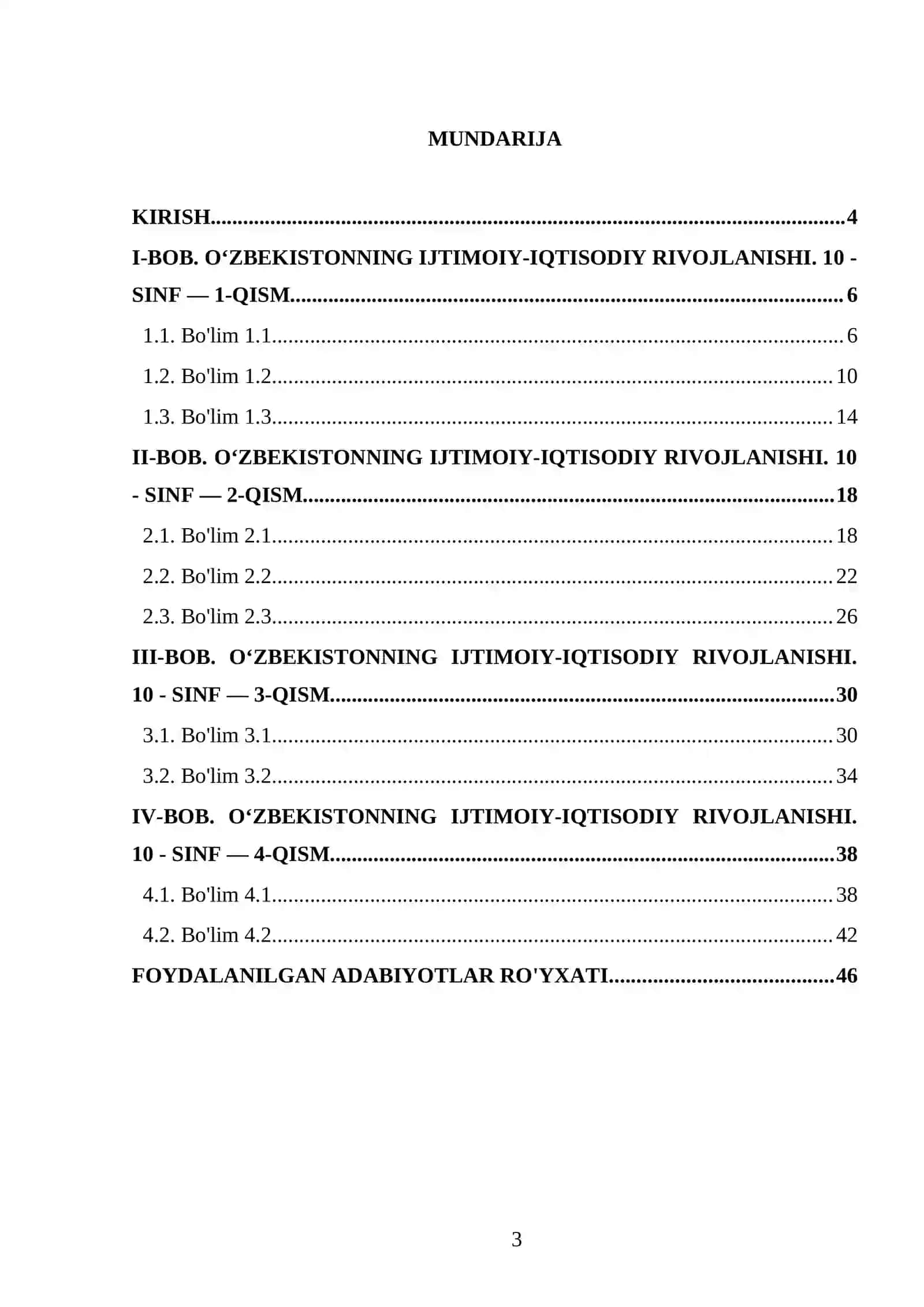 O‘ZBEKISTONNING IJTIMOIY-IQTISODIY RIVOJLANISHI. 10 - SINF 3