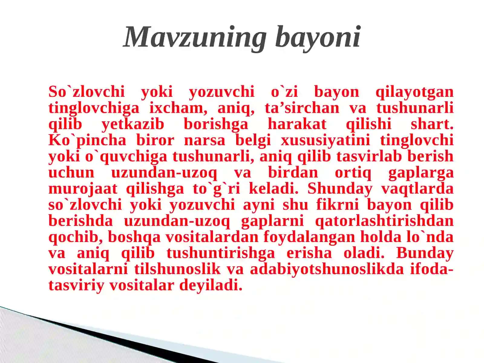 Tilning tasviriy vositalari va nutq madaniyati 3