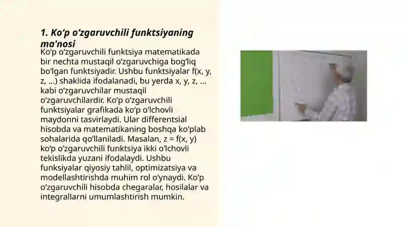 Koʻp oʻzgaruvchili funktsiyaning hosilalari 3